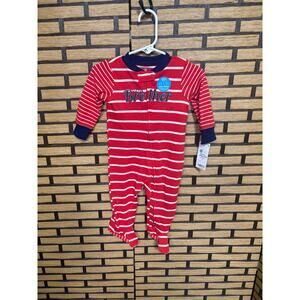 Carter's Red And White Stripe Fleece Little Brother Sleeper Size 6 Months